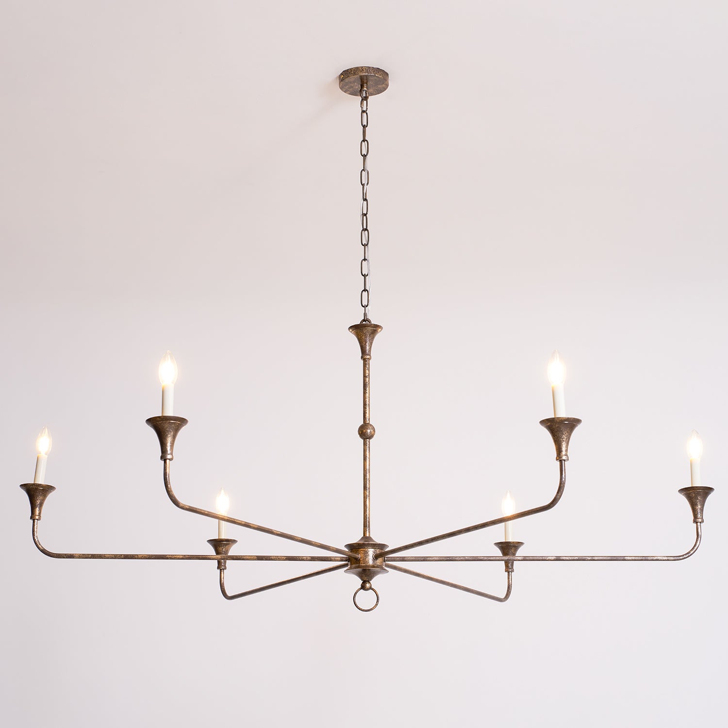 Pendant Light Brass Metal 91.0 cm Dining Room Candle Style Ceiling Chandelier Adjustable Chain E14 Hanging Fixture | Thomler