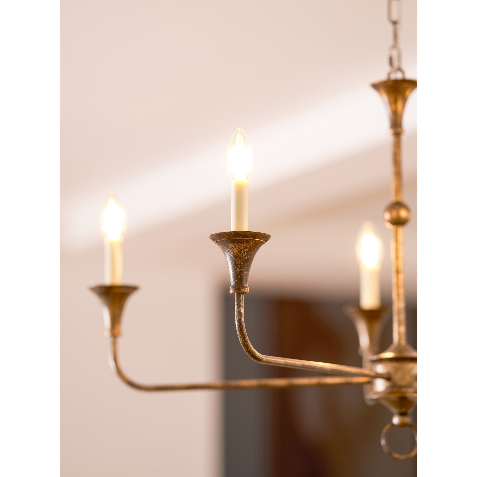 Pendant Light Brass Metal 91.0 cm Dining Room Candle Style Ceiling Chandelier Adjustable Chain E14 Hanging Fixture | Thomler