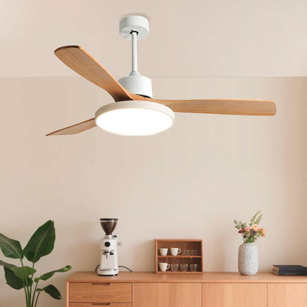 Ceiling Fan Wood 36.2 in LED Modern Bedroom Living Room Low Profile Remote Control Quiet Cooling Lighting Fixture | Thomler