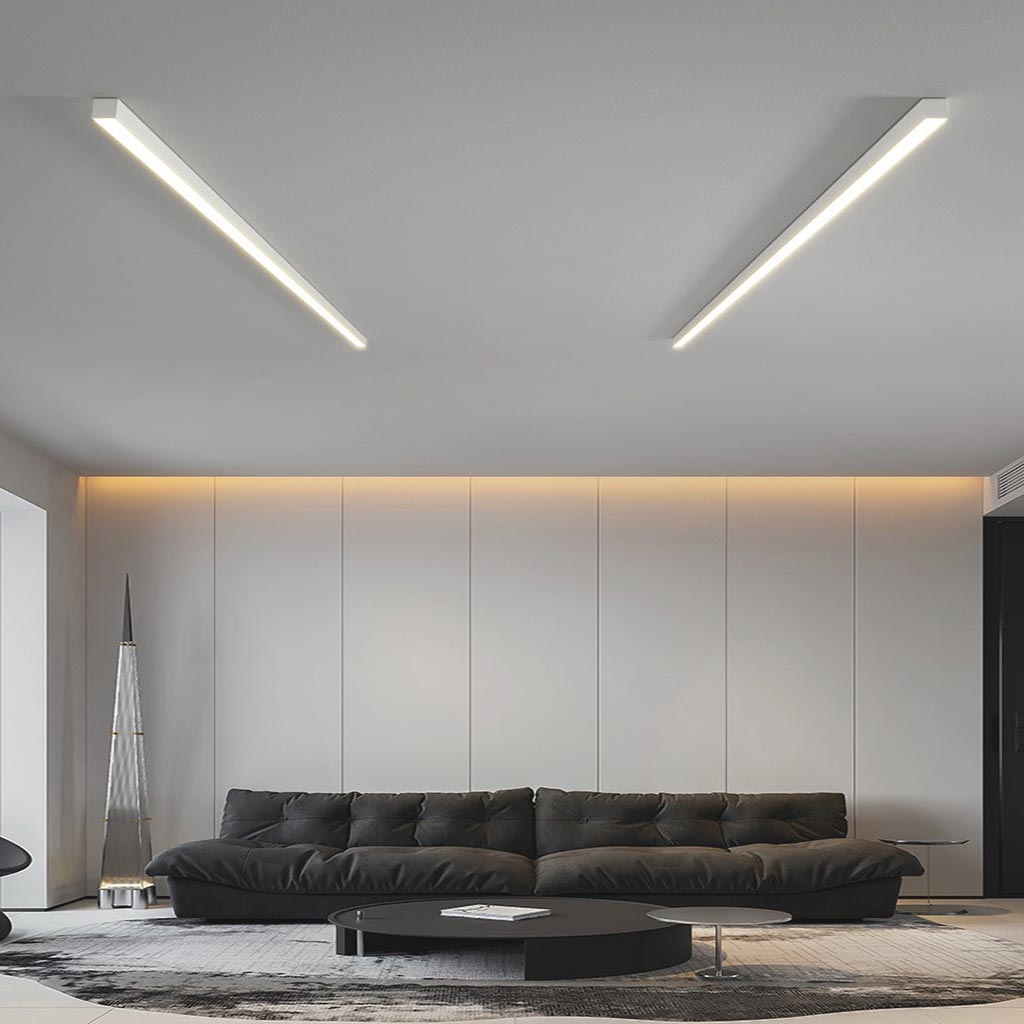 Ceiling Light Iron Linear LED 23.6 in Flush Mount Black White Modern Living Room Hallway Minimalist Strip Lighting Fixture | Thomler