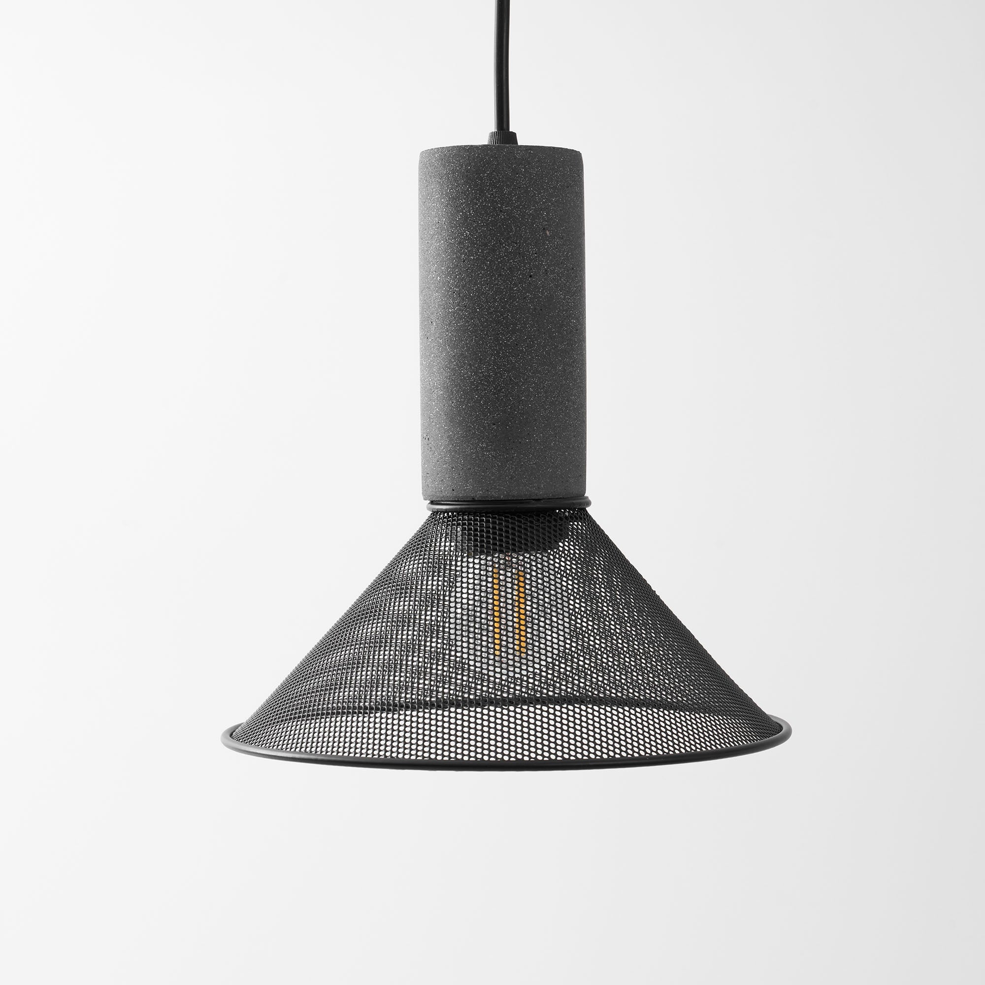 Pendant Light Cement Metal 9.8 in Adjustable Indoor Ceiling Lamp Black Grey Dining Kitchen Bedroom Accent | Thomler