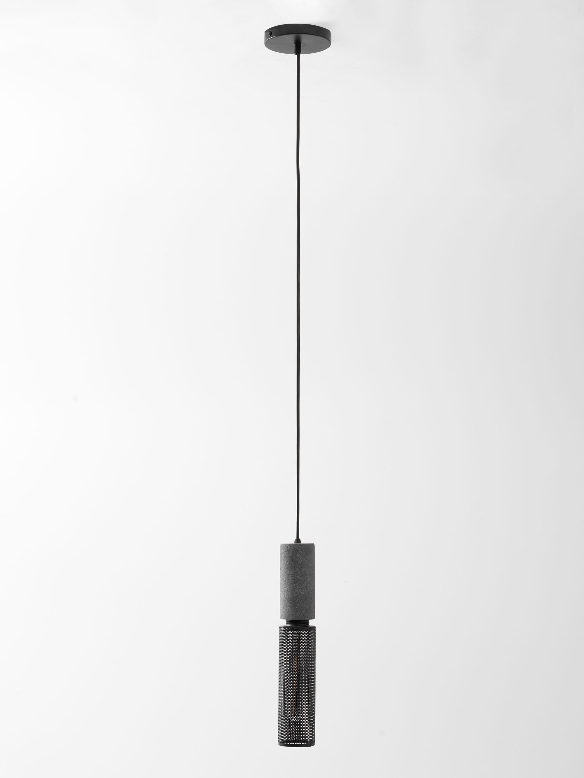 Pendant Light Cement Metal 9.8 in Adjustable Indoor Ceiling Lamp Black Grey Dining Kitchen Bedroom Accent | Thomler