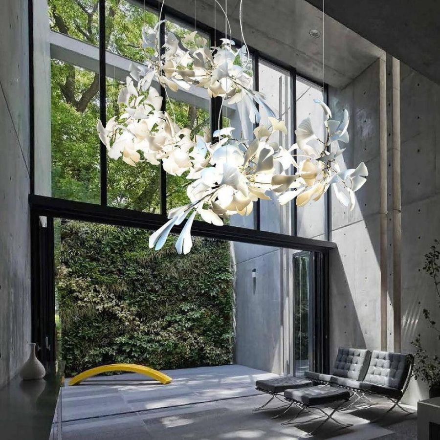 Handcrafted Porcelain Leaf Chandelier – Organic Linear Design with Warm LED Glow for Dining Room, Living Room & Entryway | Thomler