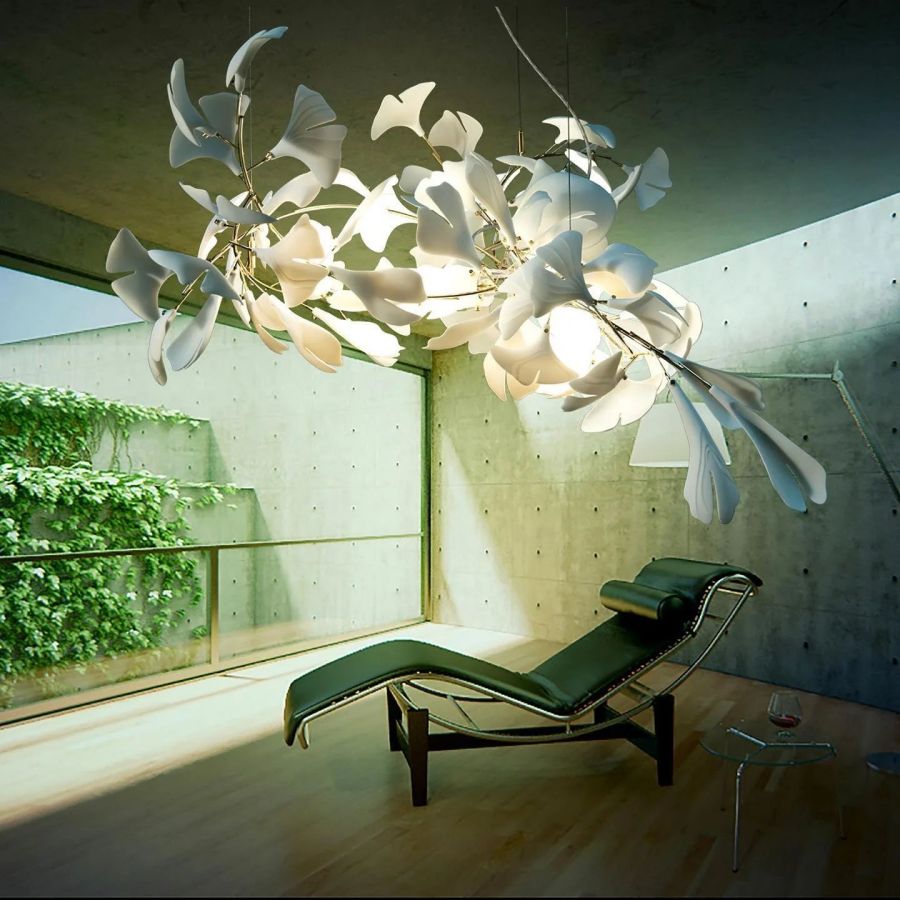 Handcrafted Porcelain Leaf Chandelier – Organic Linear Design with Warm LED Glow for Dining Room, Living Room & Entryway | Thomler