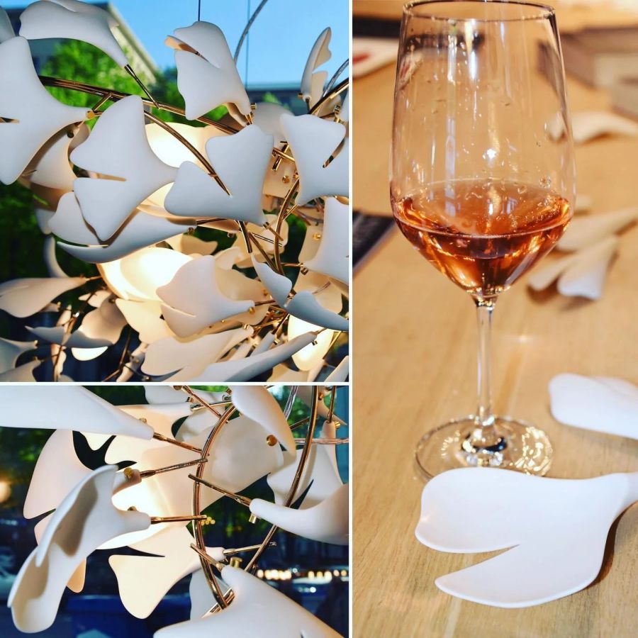 Handcrafted Porcelain Leaf Chandelier – Organic Linear Design with Warm LED Glow for Dining Room, Living Room & Entryway | Thomler