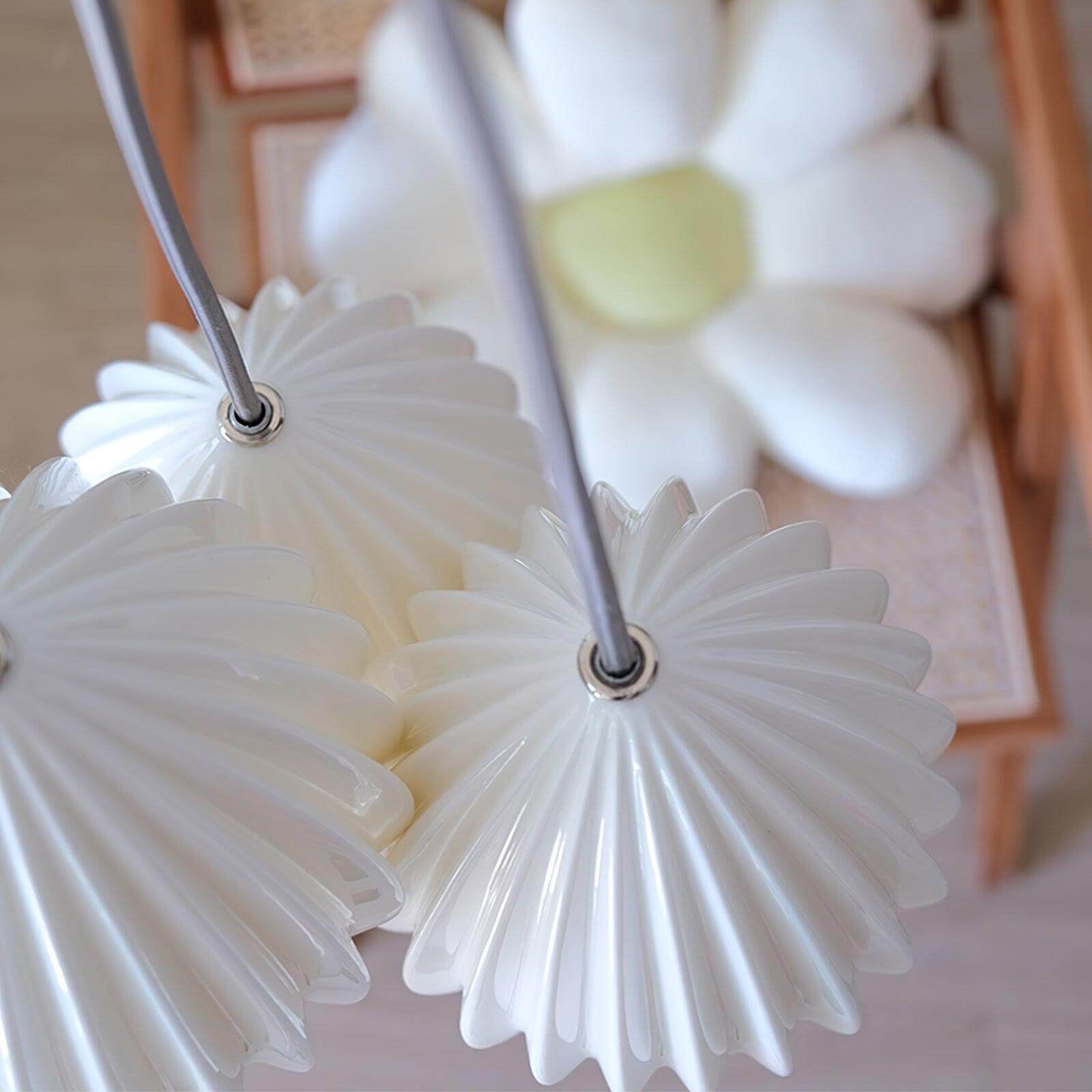 Pendant Light Ribbed Ceramic 5.1 in White Dining Room Hanging Ceiling Fixture E14 Modern Minimalist Kitchen Island Lighting | Thomler