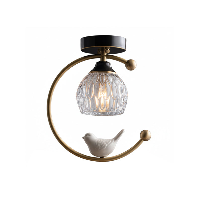 Ceiling Lamp Brass 9.1 in x 10.6 in Indoor LED Ceramic Bird Pendant Light | Thomler