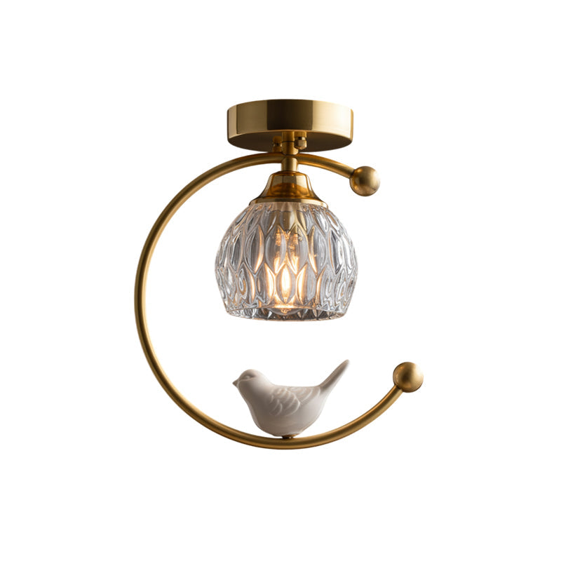 Ceiling Lamp Brass 9.1 in x 10.6 in Indoor LED Ceramic Bird Pendant Light | Thomler