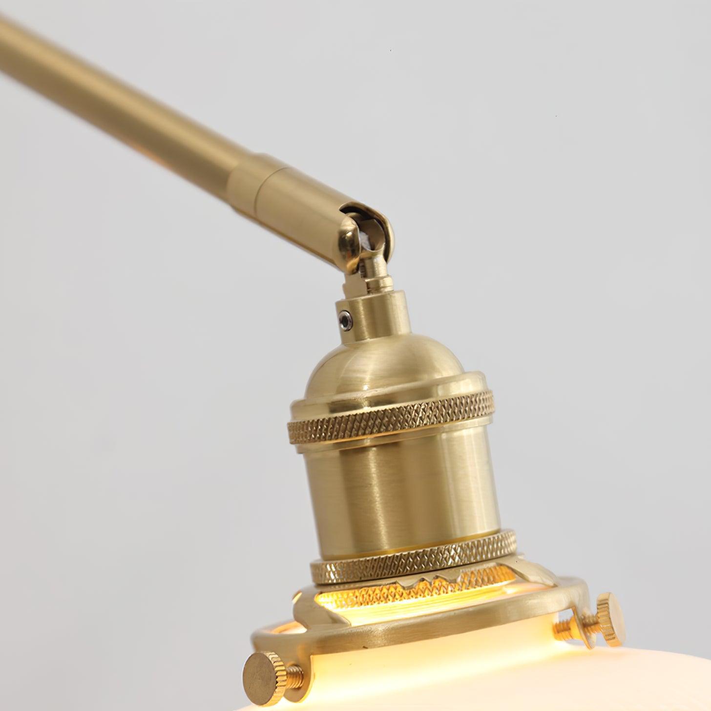 Wall Lamp Brass Adjustable Arm 7.9 in White Ceramic Shade Bedroom Reading Sconce Rotating Indoor Lighting Fixture | Thomler