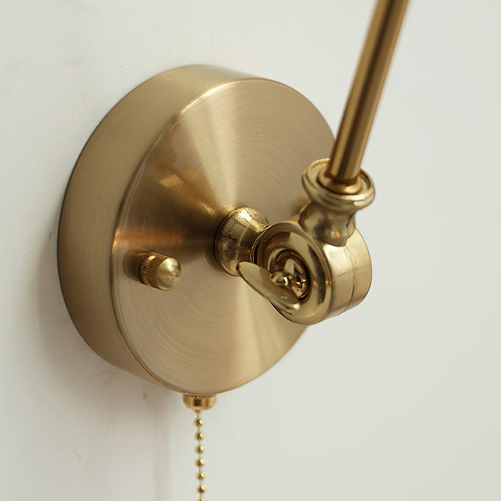 Wall Lamp Brass Adjustable Arm 7.9 in White Ceramic Shade Bedroom Reading Sconce Rotating Indoor Lighting Fixture | Thomler