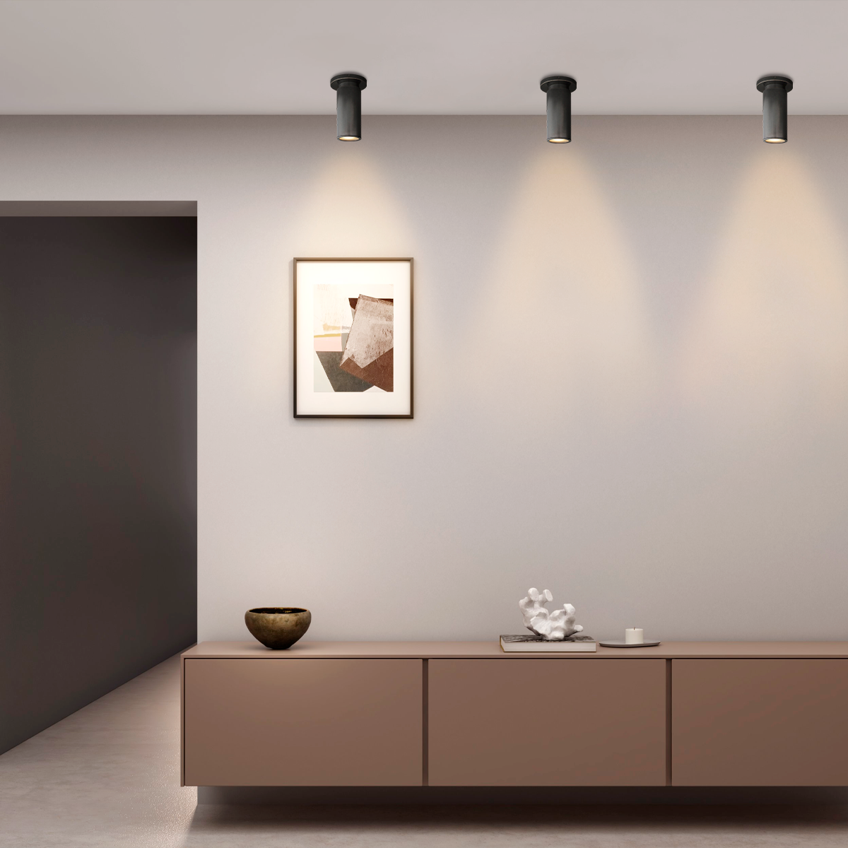 Compact Ceiling Mount Light Fixture Brass Construction Dimmable GU10 Socket Damp Rated for Bathroom Hallway Entry Closet Kitchen | Thomler