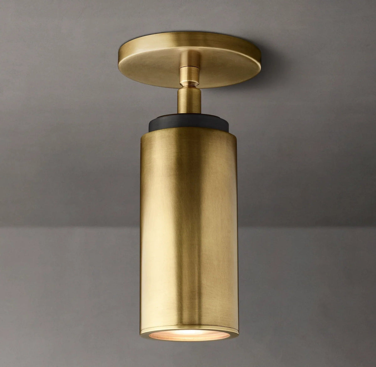Compact Brass Ceiling Light Fixture 9 Inches Tall Hardwired Small Flush Mount for Hallway Entryway Bedroom Bathroom Closet GU10 Bulb Base | Thomler