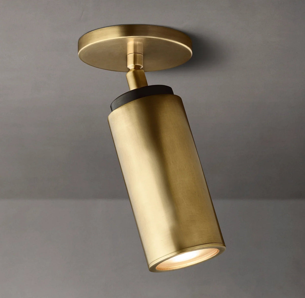 Compact Brass Ceiling Light Fixture 9 Inches Tall Hardwired Small Flush Mount for Hallway Entryway Bedroom Bathroom Closet GU10 Bulb Base | Thomler