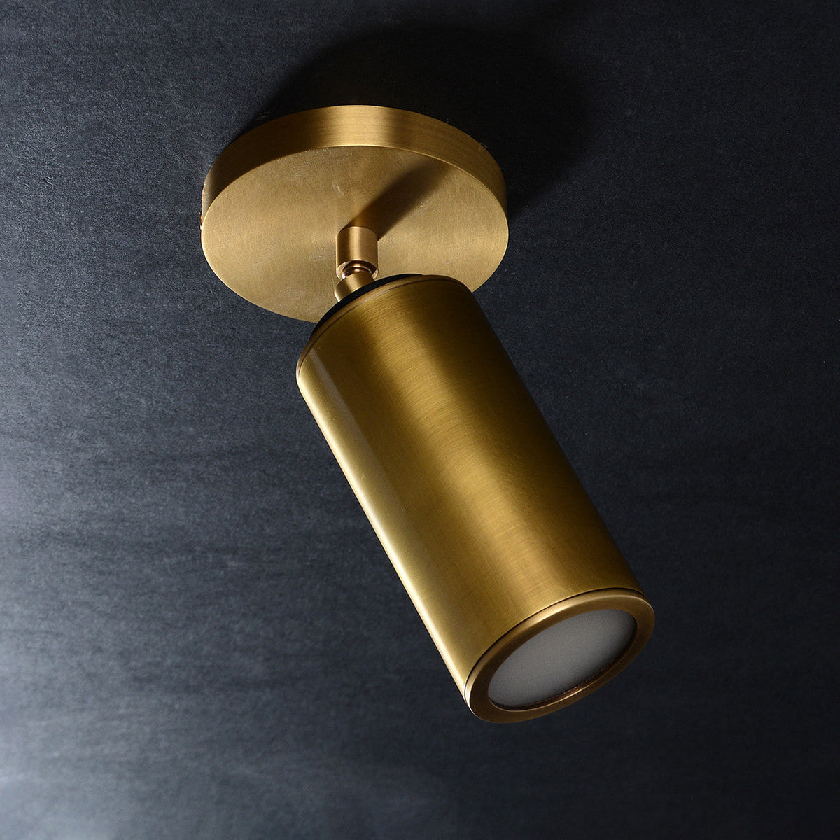 Compact Brass Ceiling Light Fixture 9 Inches Tall Hardwired Small Flush Mount for Hallway Entryway Bedroom Bathroom Closet GU10 Bulb Base | Thomler