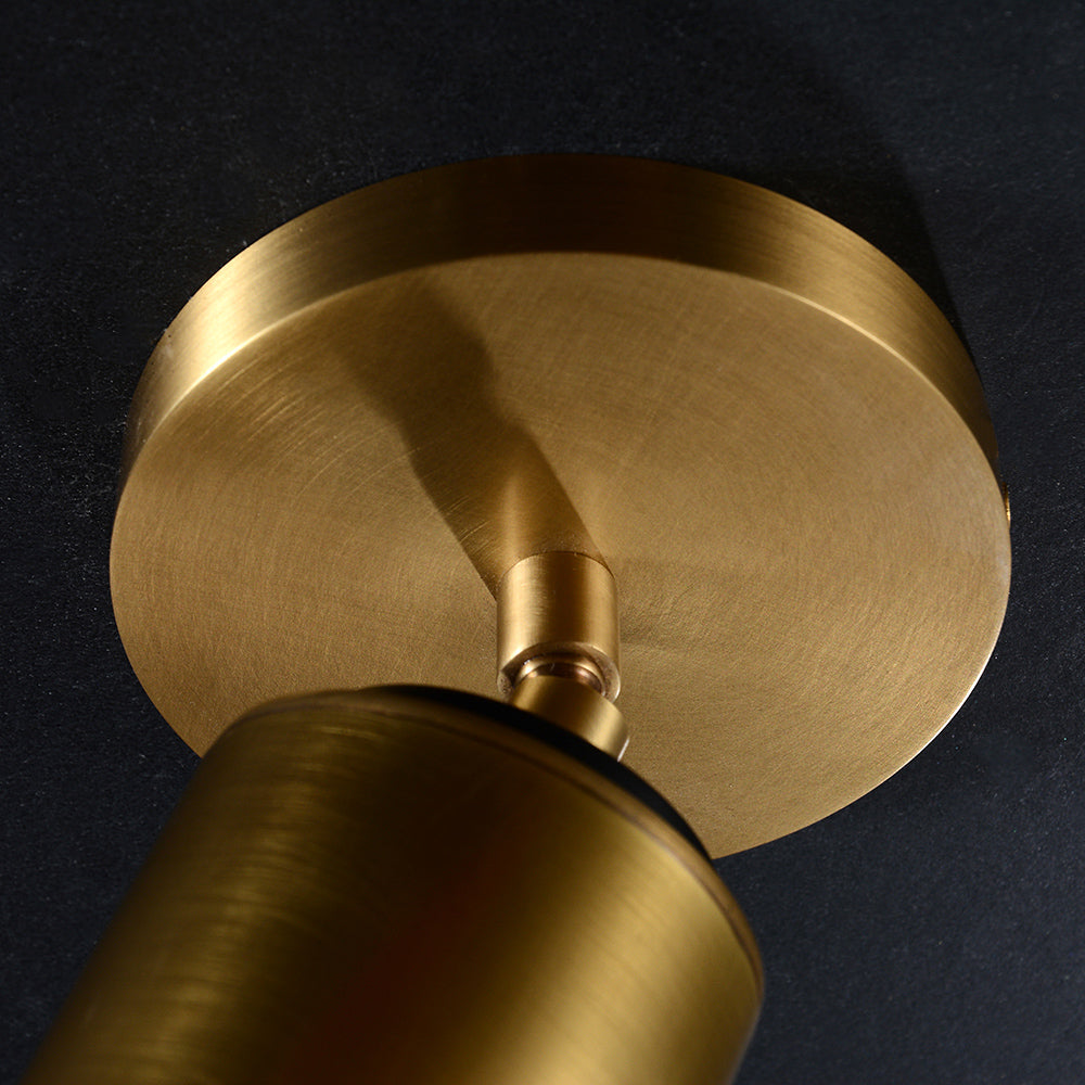 Compact Brass Ceiling Light Fixture 9 Inches Tall Hardwired Small Flush Mount for Hallway Entryway Bedroom Bathroom Closet GU10 Bulb Base | Thomler