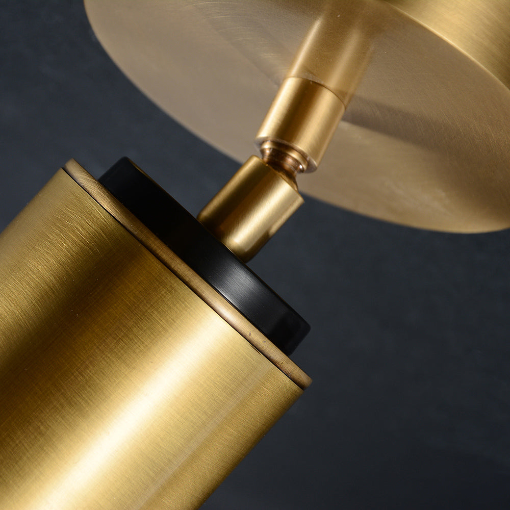 Compact Brass Ceiling Light Fixture 9 Inches Tall Hardwired Small Flush Mount for Hallway Entryway Bedroom Bathroom Closet GU10 Bulb Base | Thomler