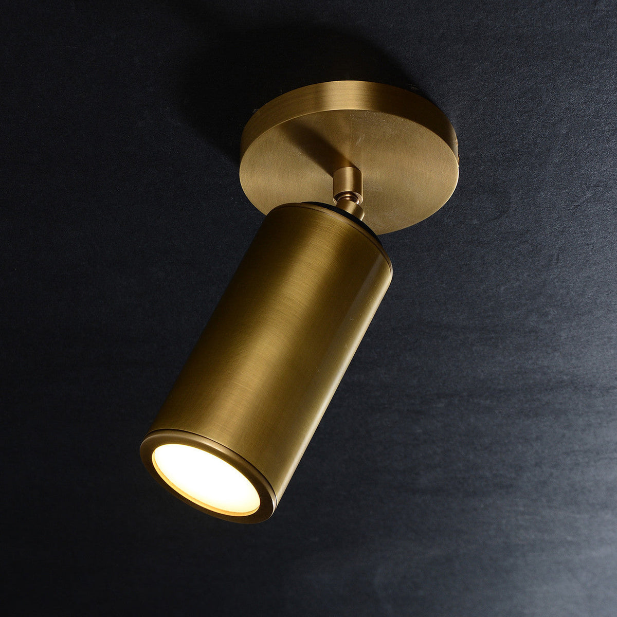 Compact Brass Ceiling Light Fixture 9 Inches Tall Hardwired Small Flush Mount for Hallway Entryway Bedroom Bathroom Closet GU10 Bulb Base | Thomler