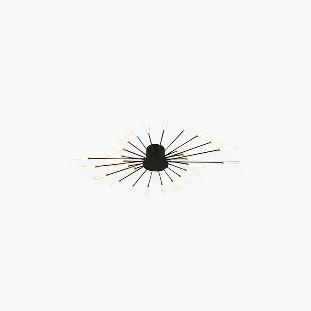 Ceiling Light LED Aluminum 31.5 in Semi Flush Modern Black Gold Living Room Bedroom Dining Room Decorative Lighting | Thomler