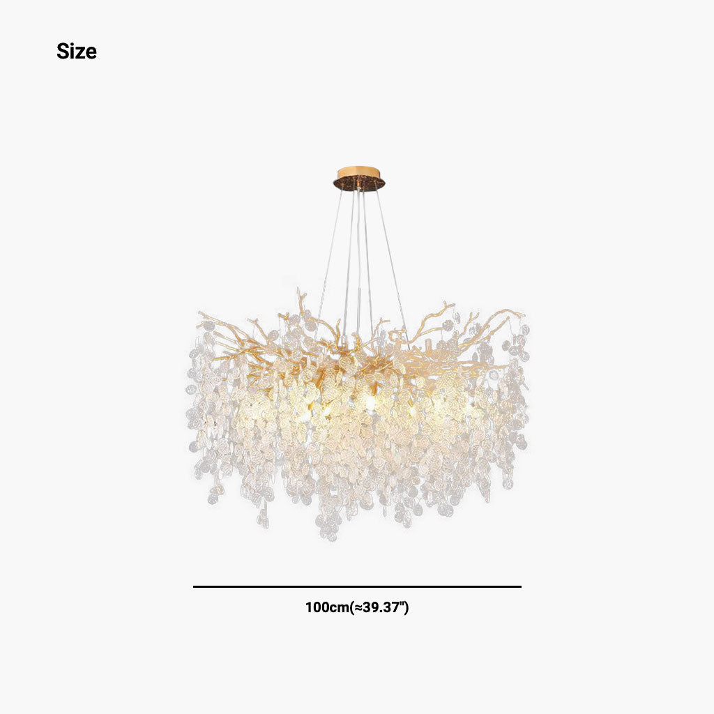 Chandelier Aluminum Glass 15.8 in Round Gold Modern Living Room Dining Lighting Fixture | Thomler