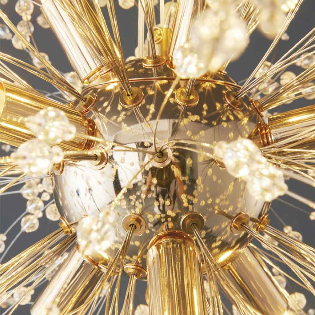 Chandelier Metal Crystal 23.6 in Adjustable Living Room Dining Foyer Ceiling Light Modern Nordic Style | Thomler