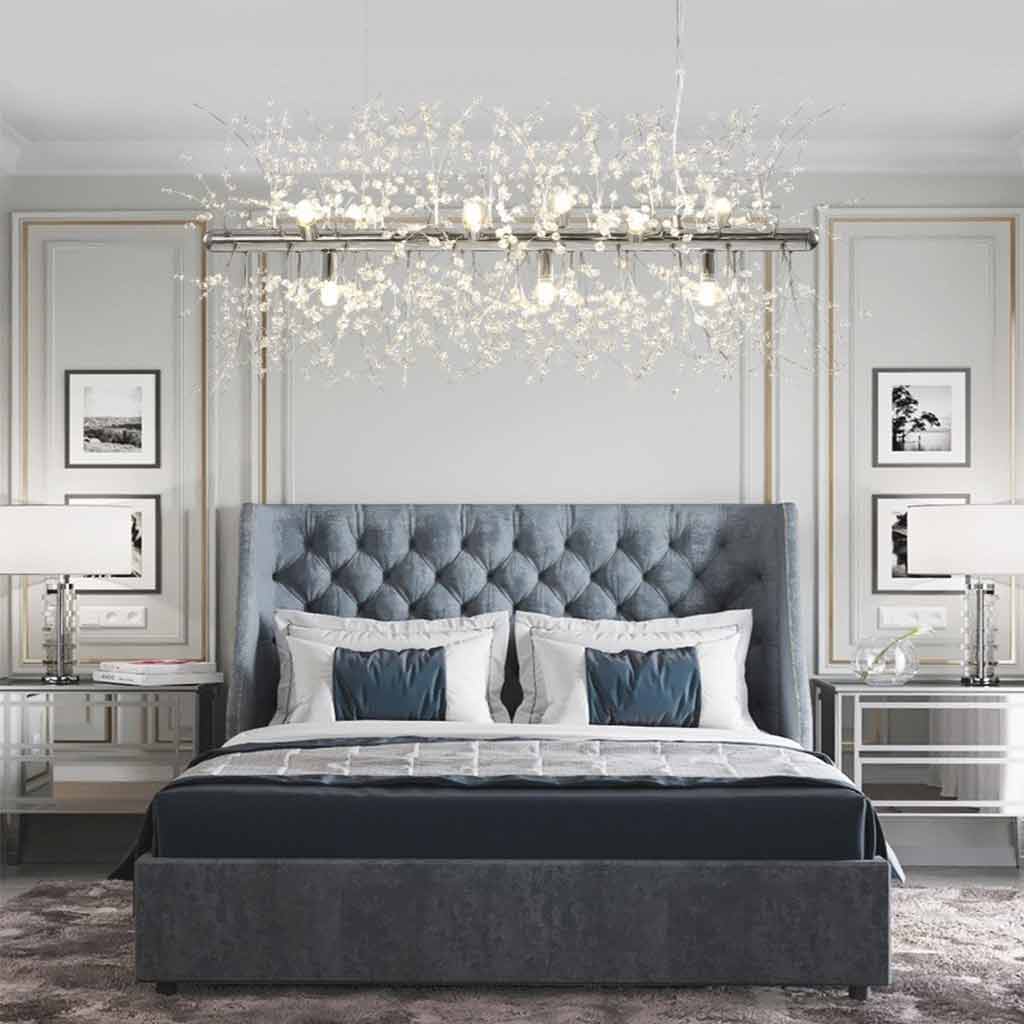 Chandelier Metal Crystal 23.6 in Adjustable Living Room Dining Foyer Ceiling Light Modern Nordic Style | Thomler