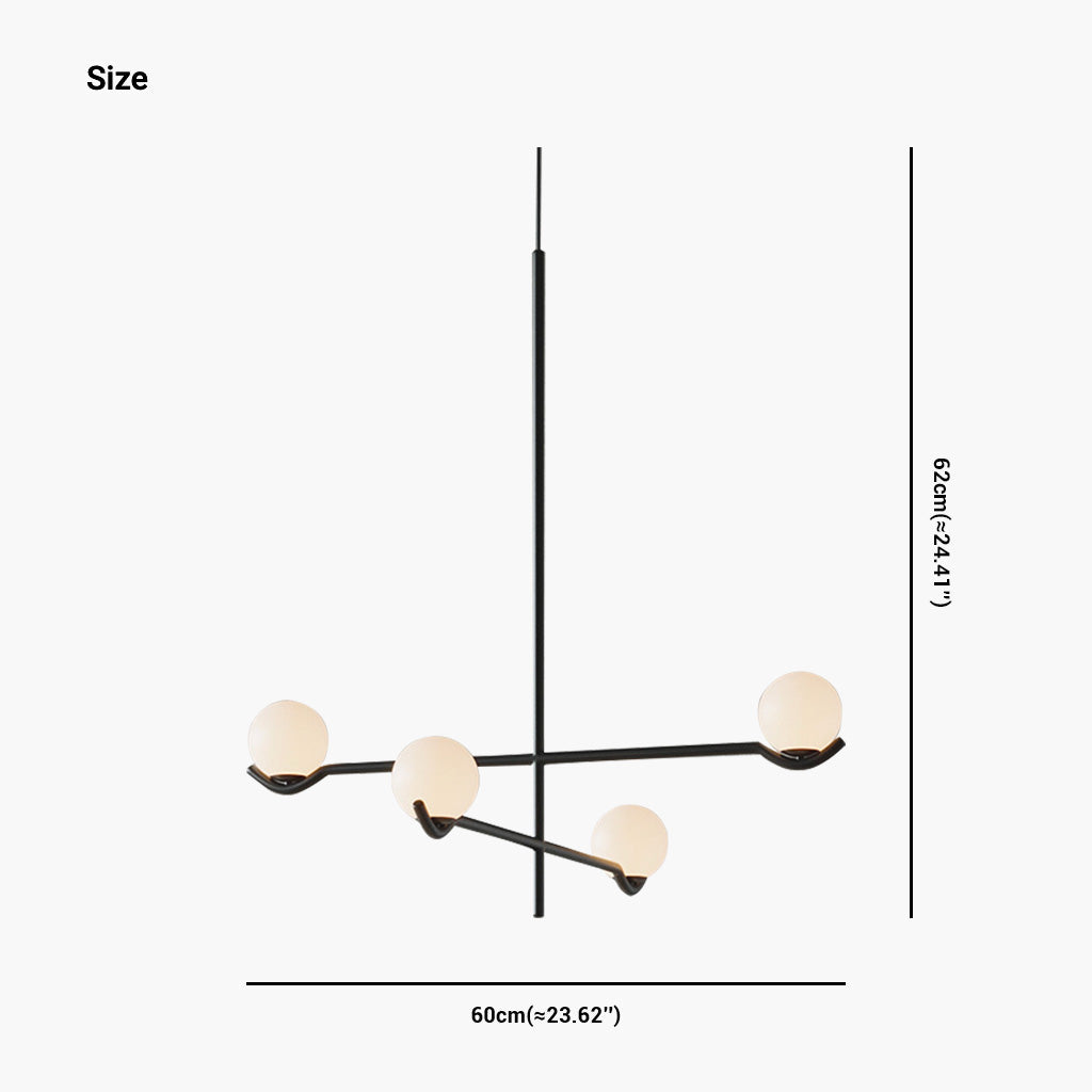 Chandelier Pendant Light Metal 23.6 in Modern Living Room Dining Bedroom Multi Glass Balls | Thomler