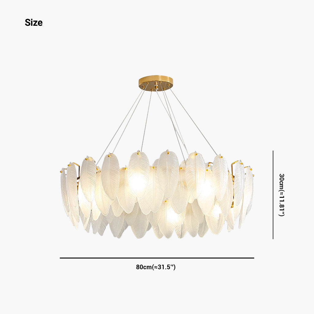 Chandelier Metal Glass LED 19.7 in Round Luxury Living Room Dining Room Lighting Decorative Fixture | Thomler