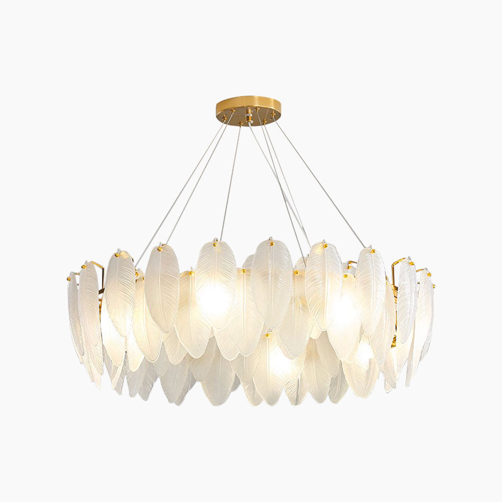 Chandelier Metal Glass LED 19.7 in Round Luxury Living Room Dining Room Lighting Decorative Fixture | Thomler