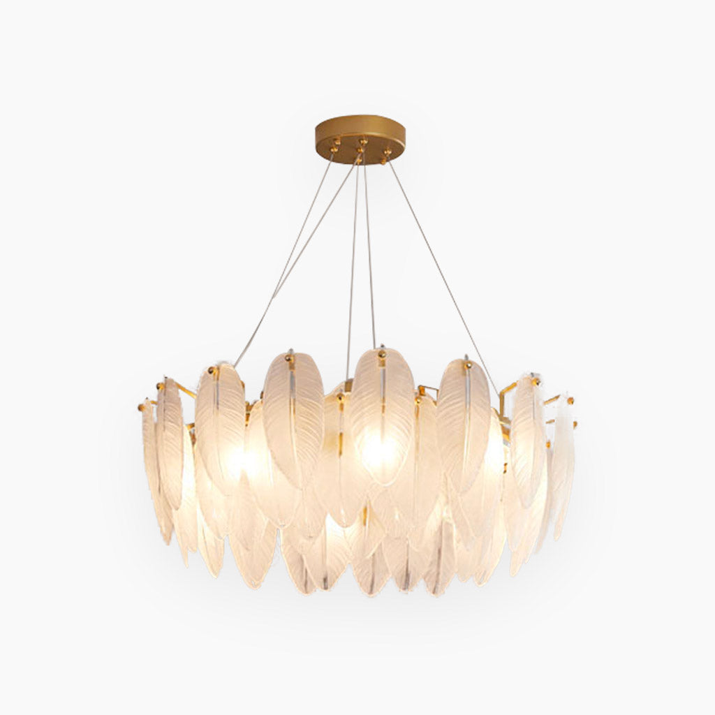 Chandelier Metal Glass LED 19.7 in Round Luxury Living Room Dining Room Lighting Decorative Fixture | Thomler