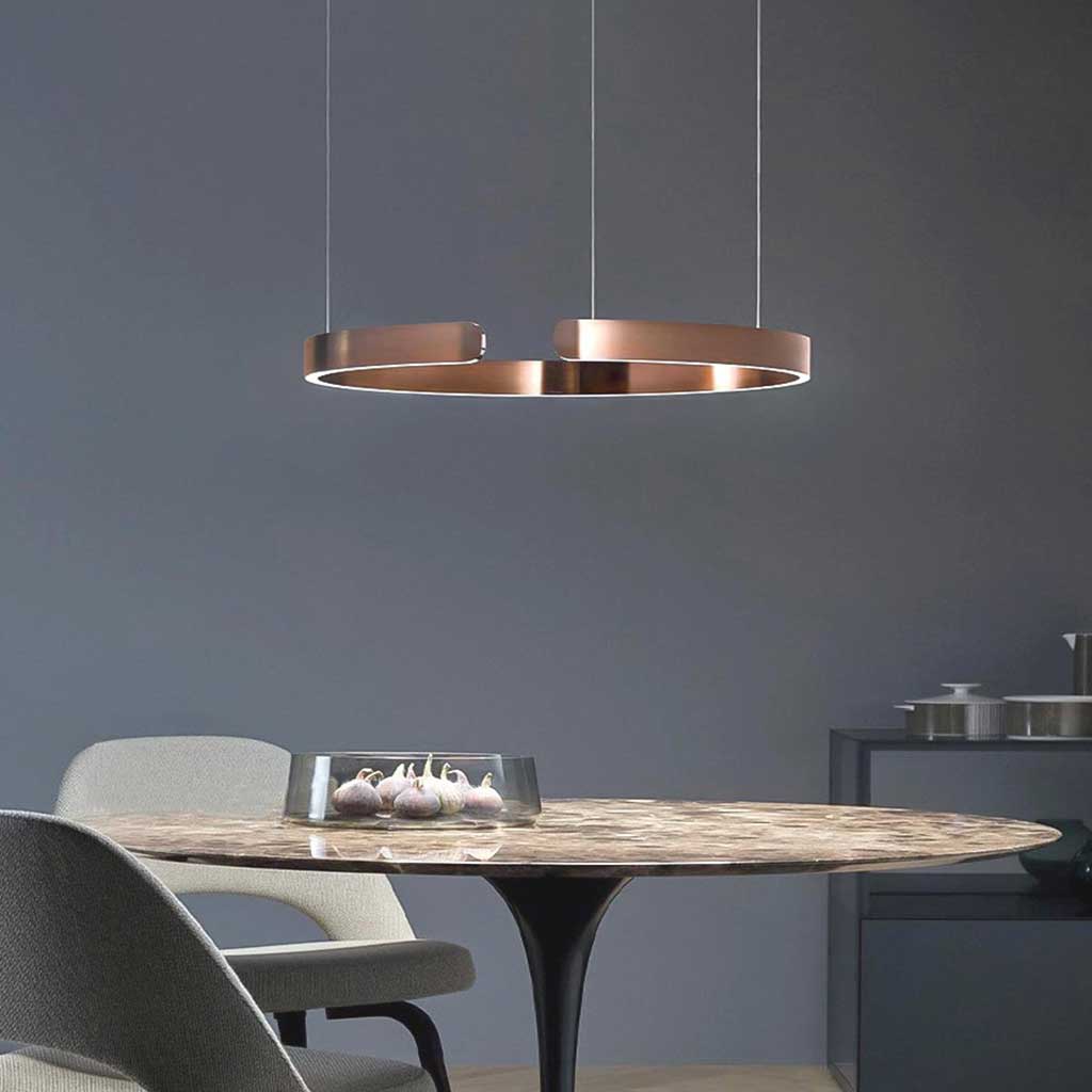 Pendant Light Aluminum Circular LED Chandelier 31.5 in Adjustable Living Room Dining Room Modern Minimalist Ceiling Lamp | Thomler