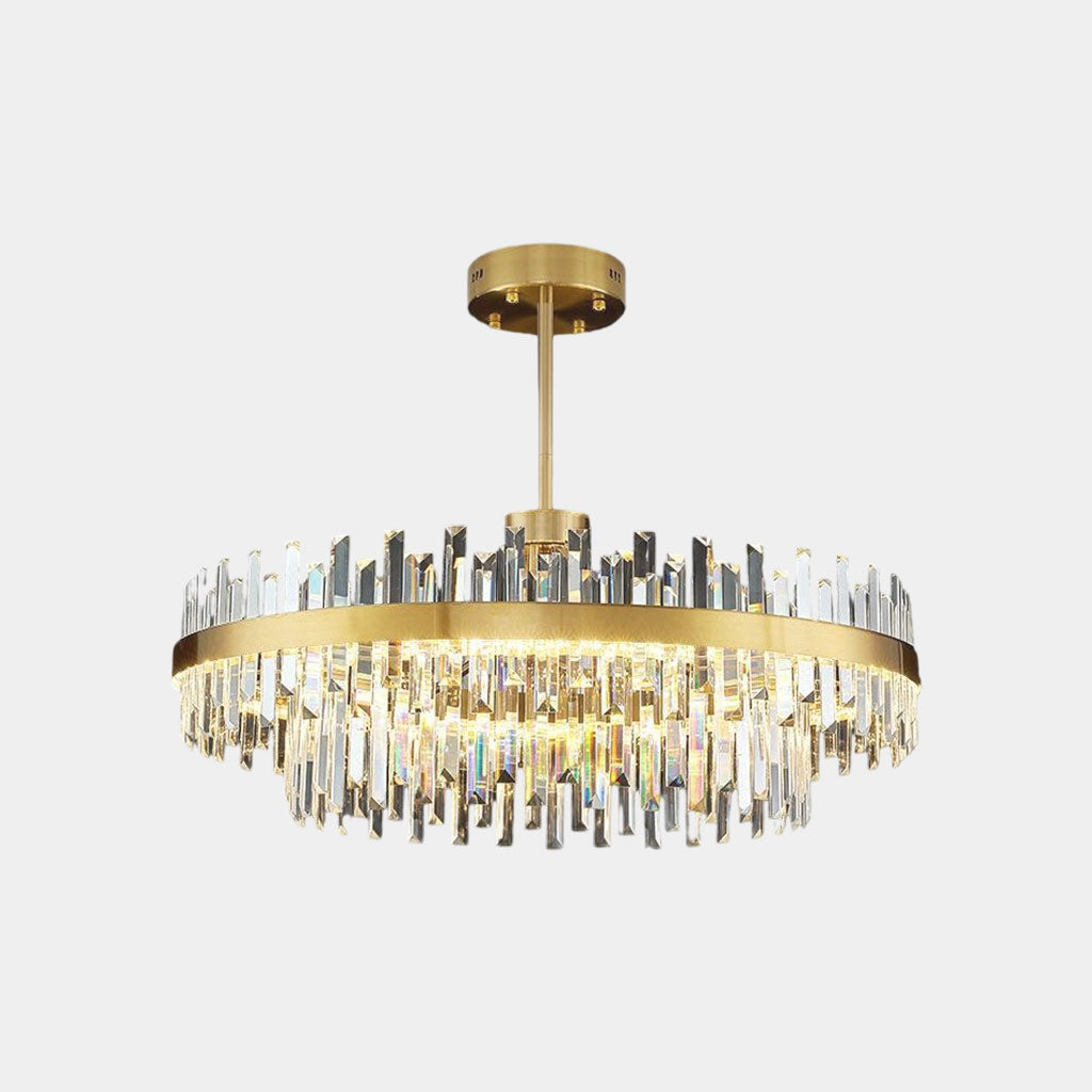 Chandelier Metal K9 Crystal 31.5 in Adjustable Gold Living Room Dining Ceiling Light Luxury Modern Nordic Lighting | Thomler