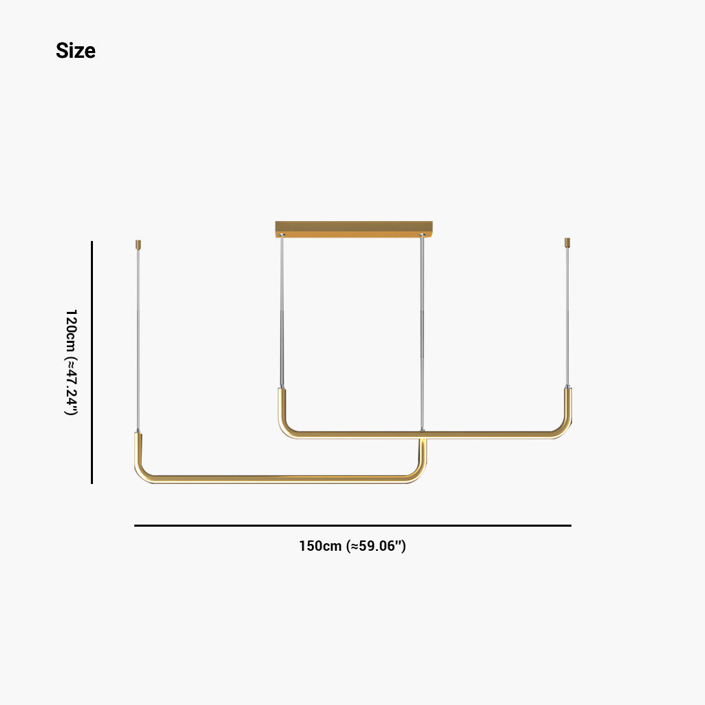 Chandelier Metal Linear 35.4 in Adjustable LED Black Gold Living Room Dining Room Bedroom Lighting | Thomler
