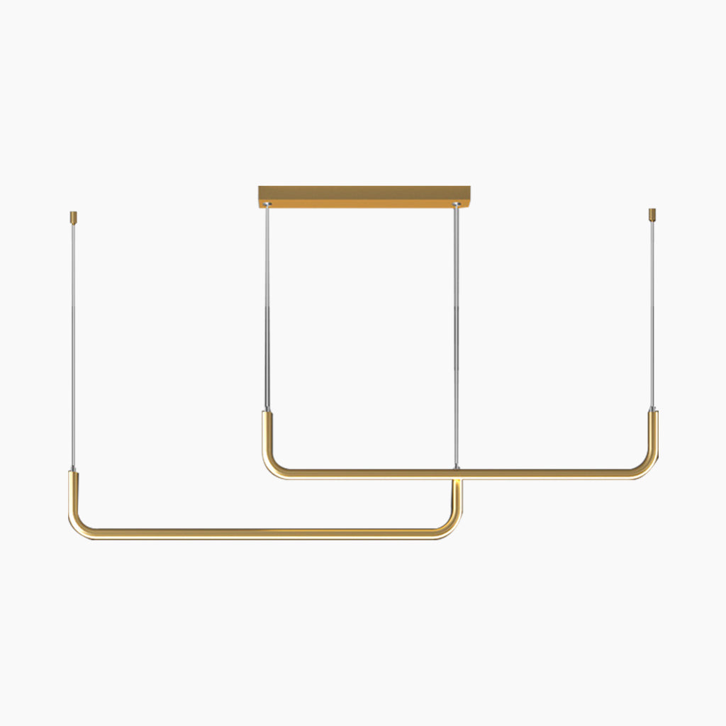 Chandelier Metal Linear 35.4 in Adjustable LED Black Gold Living Room Dining Room Bedroom Lighting | Thomler