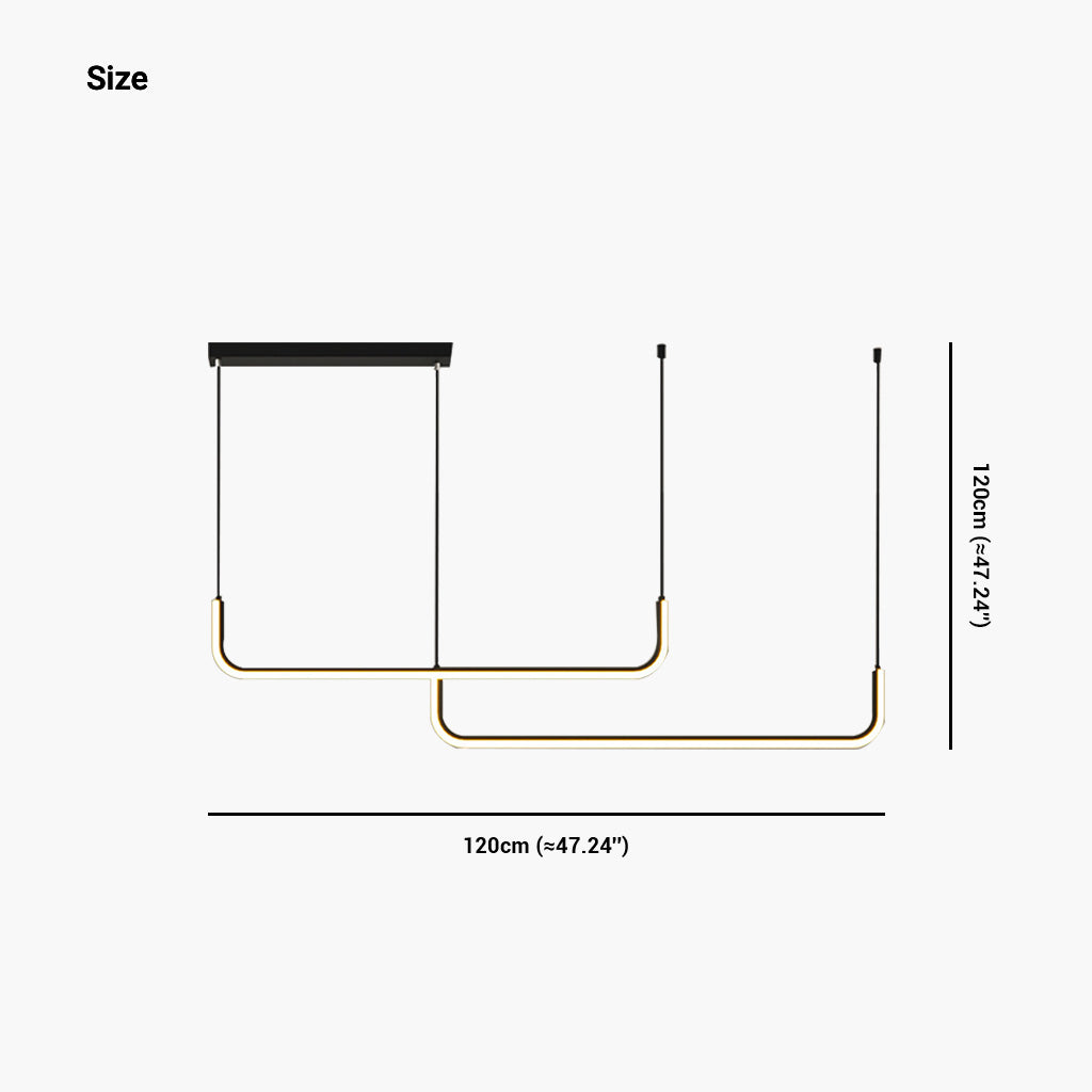 Chandelier Metal Linear 35.4 in Adjustable LED Black Gold Living Room Dining Room Bedroom Lighting | Thomler