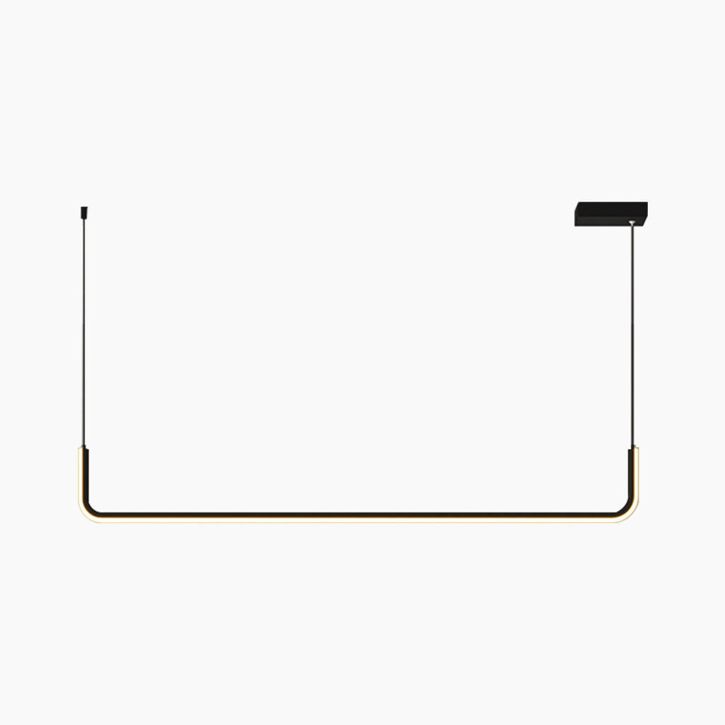 Chandelier Metal Linear 35.4 in Adjustable LED Black Gold Living Room Dining Room Bedroom Lighting | Thomler