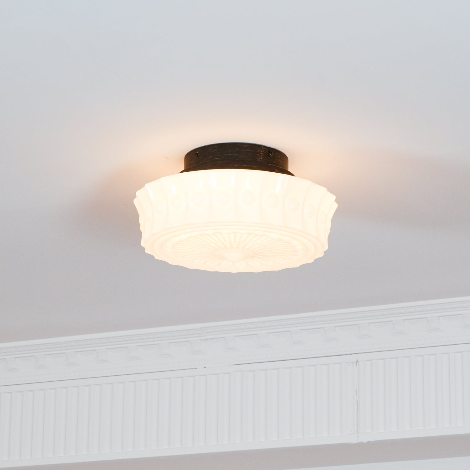 Metal Glass Ceiling Light 14.2 in Black Flush Mount Indoor Living Room Dining Fixture E26 E27 Multi Bulb | Thomler