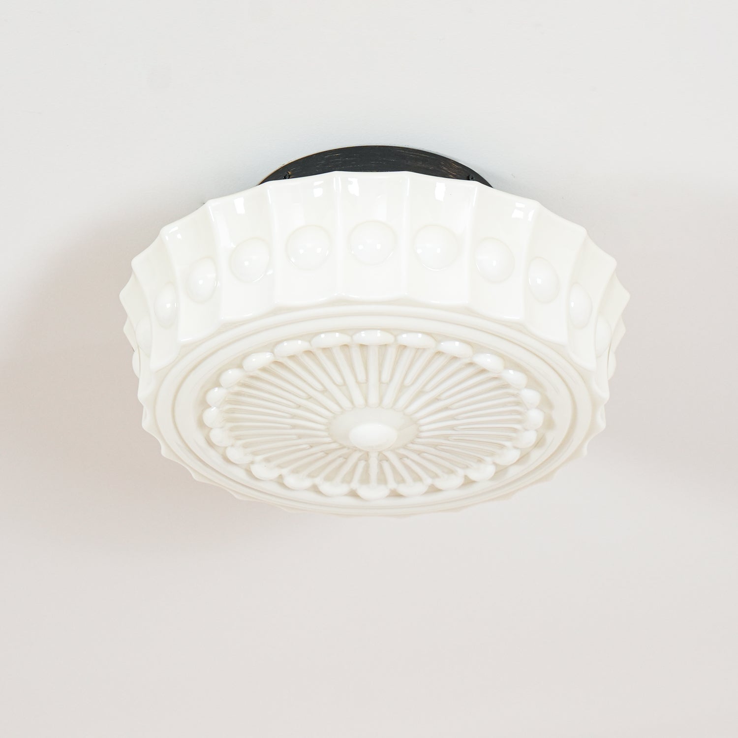 Metal Glass Ceiling Light 14.2 in Black Flush Mount Indoor Living Room Dining Fixture E26 E27 Multi Bulb | Thomler
