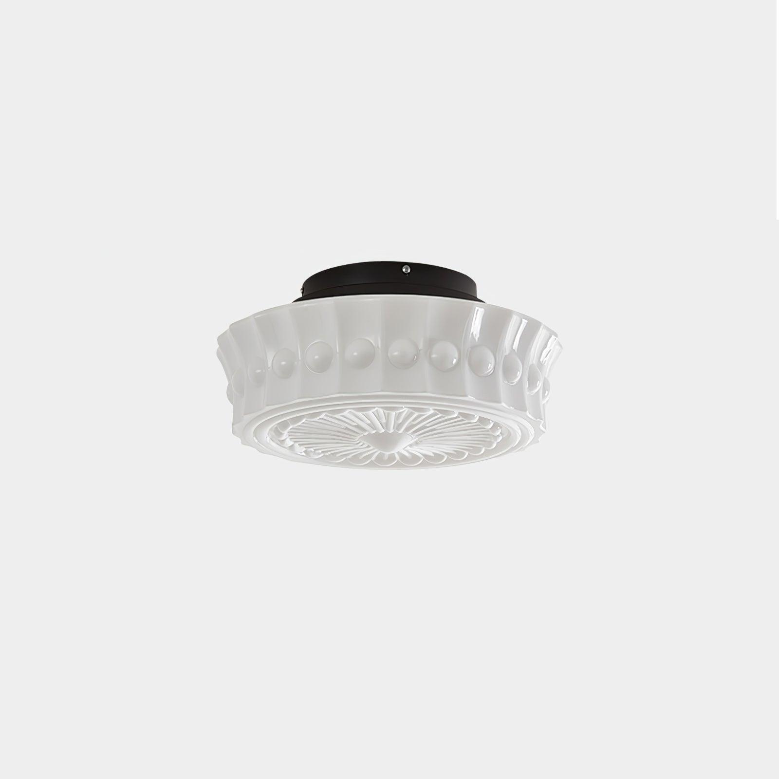 Metal Glass Ceiling Light 14.2 in Black Flush Mount Indoor Living Room Dining Fixture E26 E27 Multi Bulb | Thomler