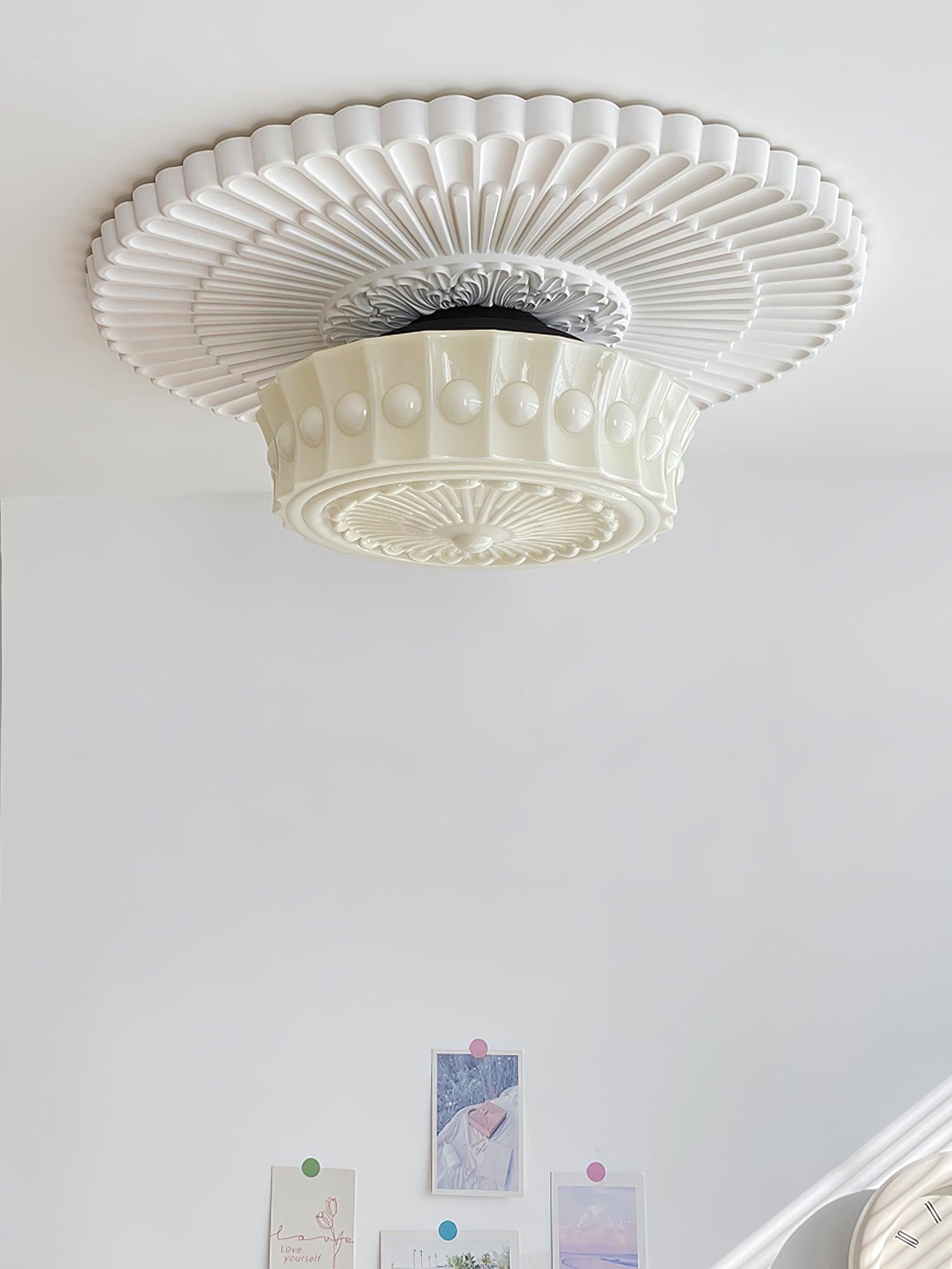Metal Glass Ceiling Light 14.2 in Black Flush Mount Indoor Living Room Dining Fixture E26 E27 Multi Bulb | Thomler