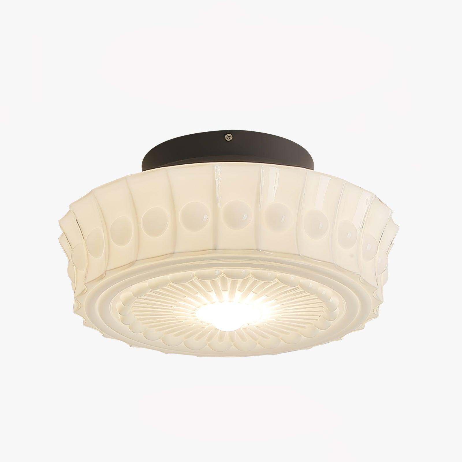 Metal Glass Ceiling Light 14.2 in Black Flush Mount Indoor Living Room Dining Fixture E26 E27 Multi Bulb | Thomler