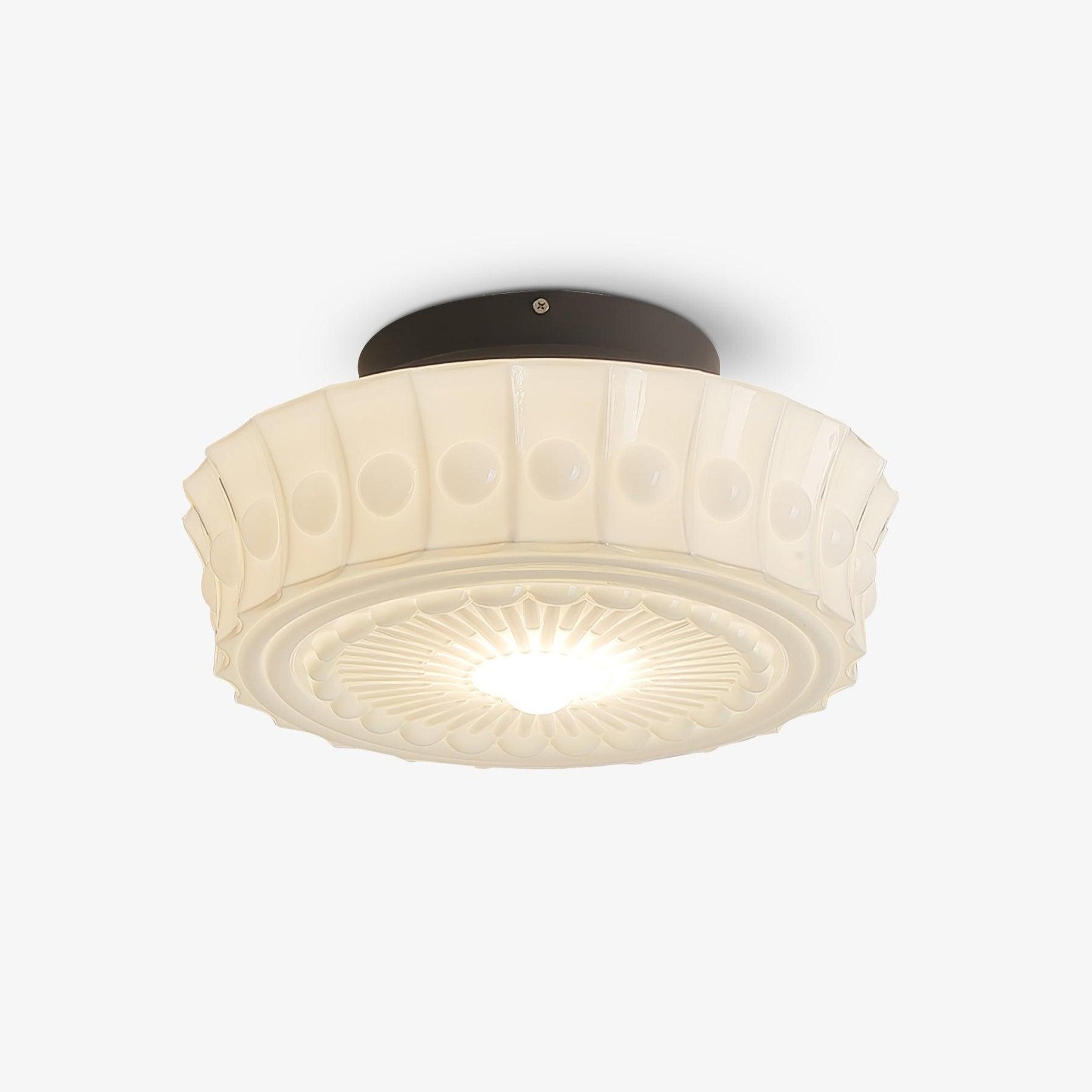 Metal Glass Ceiling Light 14.2 in Black Flush Mount Indoor Living Room Dining Fixture E26 E27 Multi Bulb | Thomler