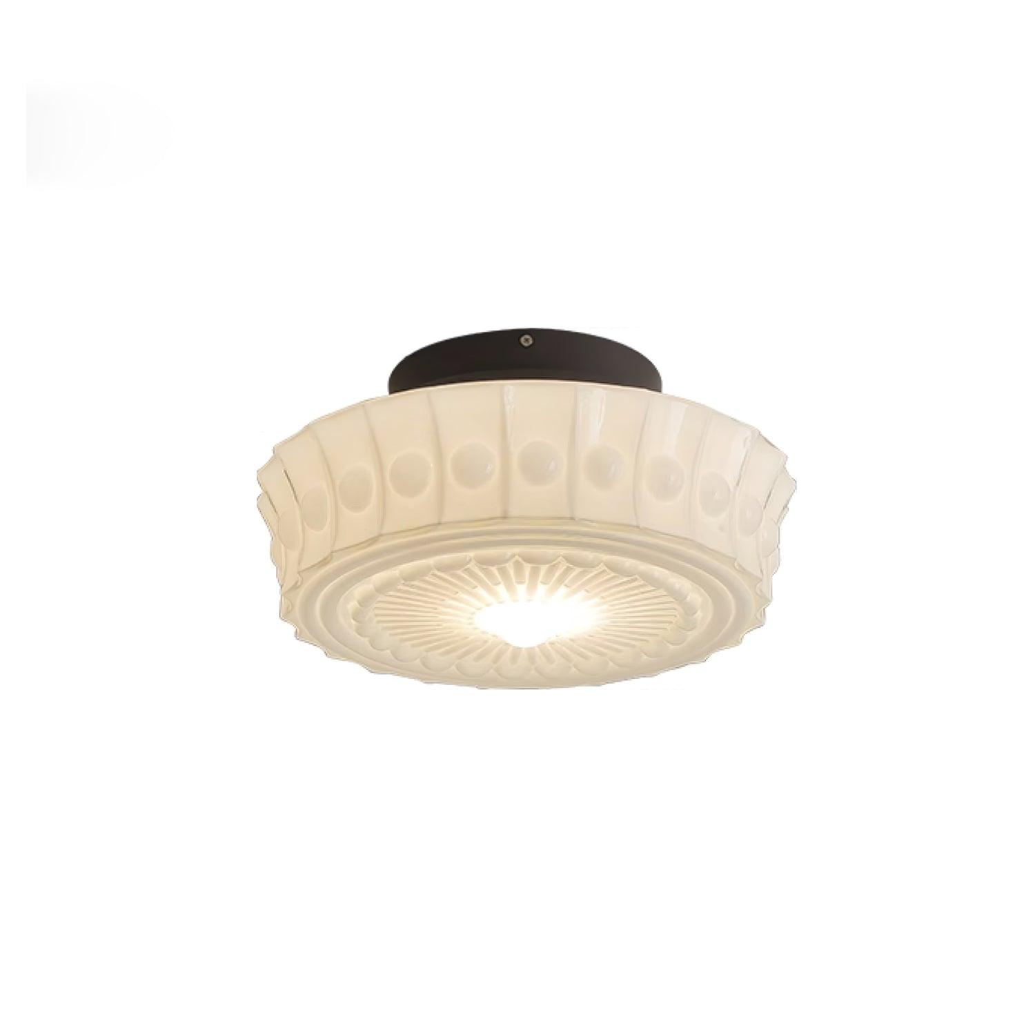Metal Glass Ceiling Light 14.2 in Black Flush Mount Indoor Living Room Dining Fixture E26 E27 Multi Bulb | Thomler