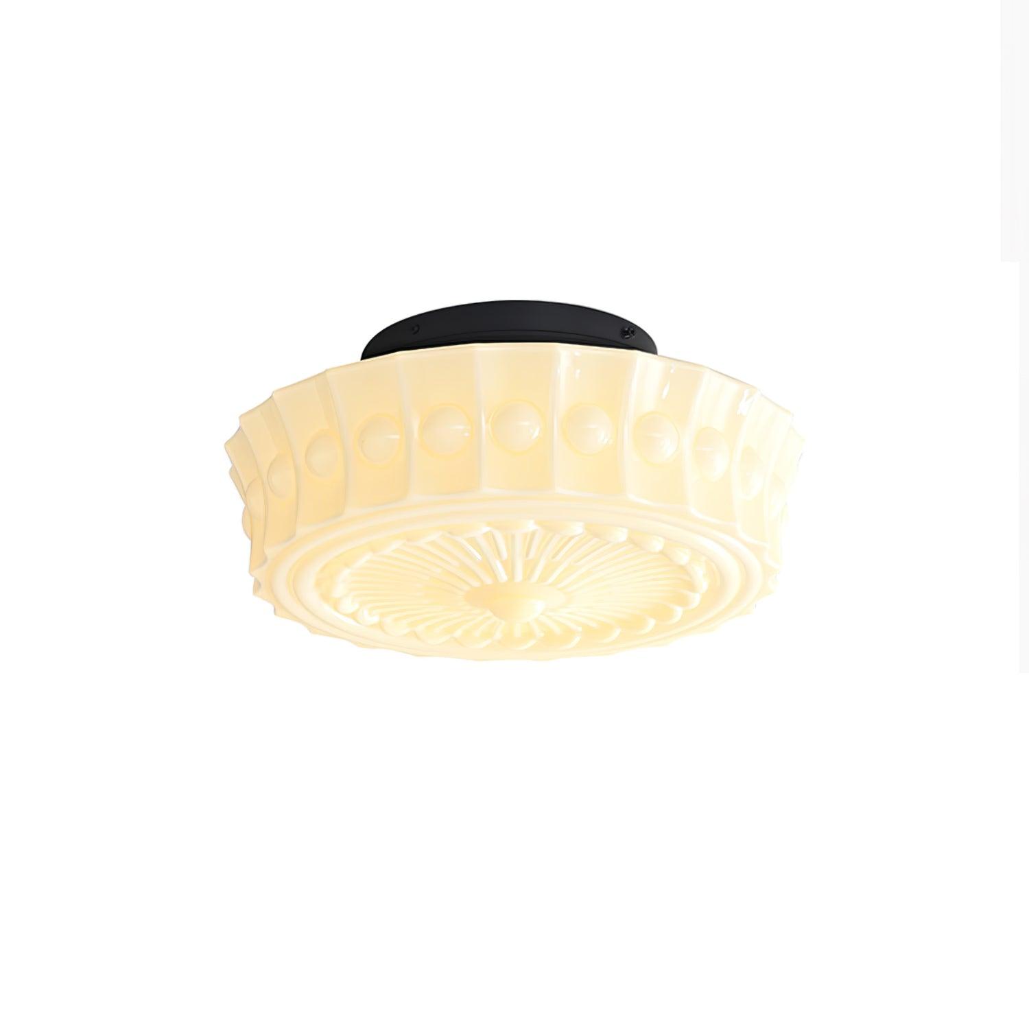 Metal Glass Ceiling Light 14.2 in Black Flush Mount Indoor Living Room Dining Fixture E26 E27 Multi Bulb | Thomler
