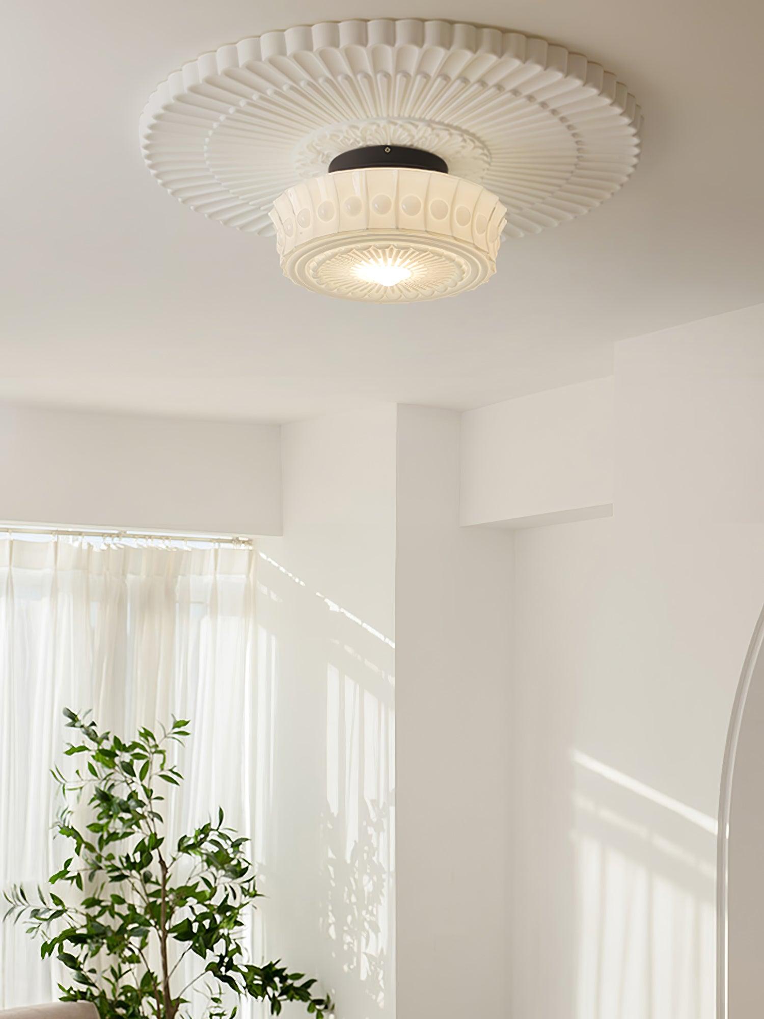 Metal Glass Ceiling Light 14.2 in Black Flush Mount Indoor Living Room Dining Fixture E26 E27 Multi Bulb | Thomler