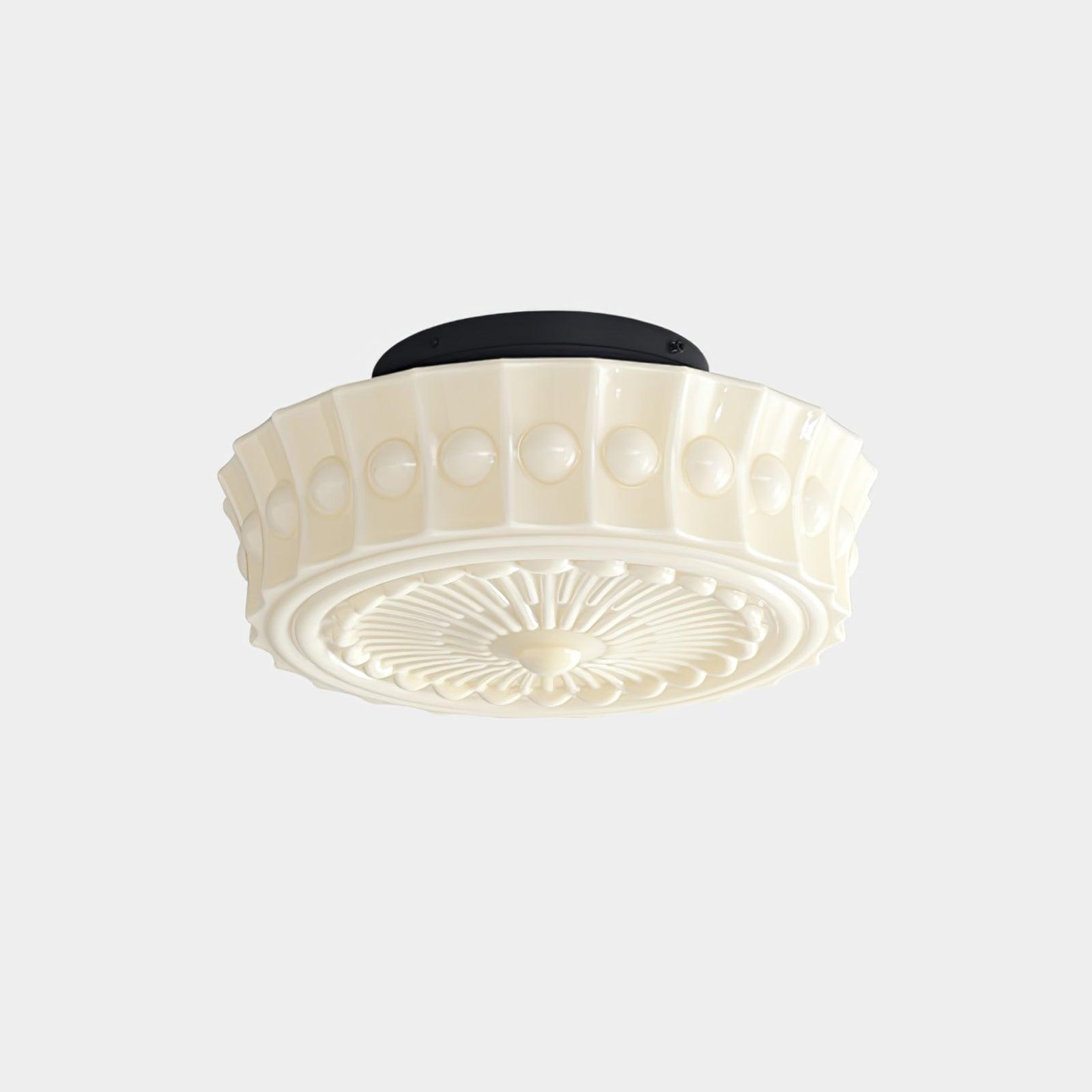 Metal Glass Ceiling Light 14.2 in Black Flush Mount Indoor Living Room Dining Fixture E26 E27 Multi Bulb | Thomler