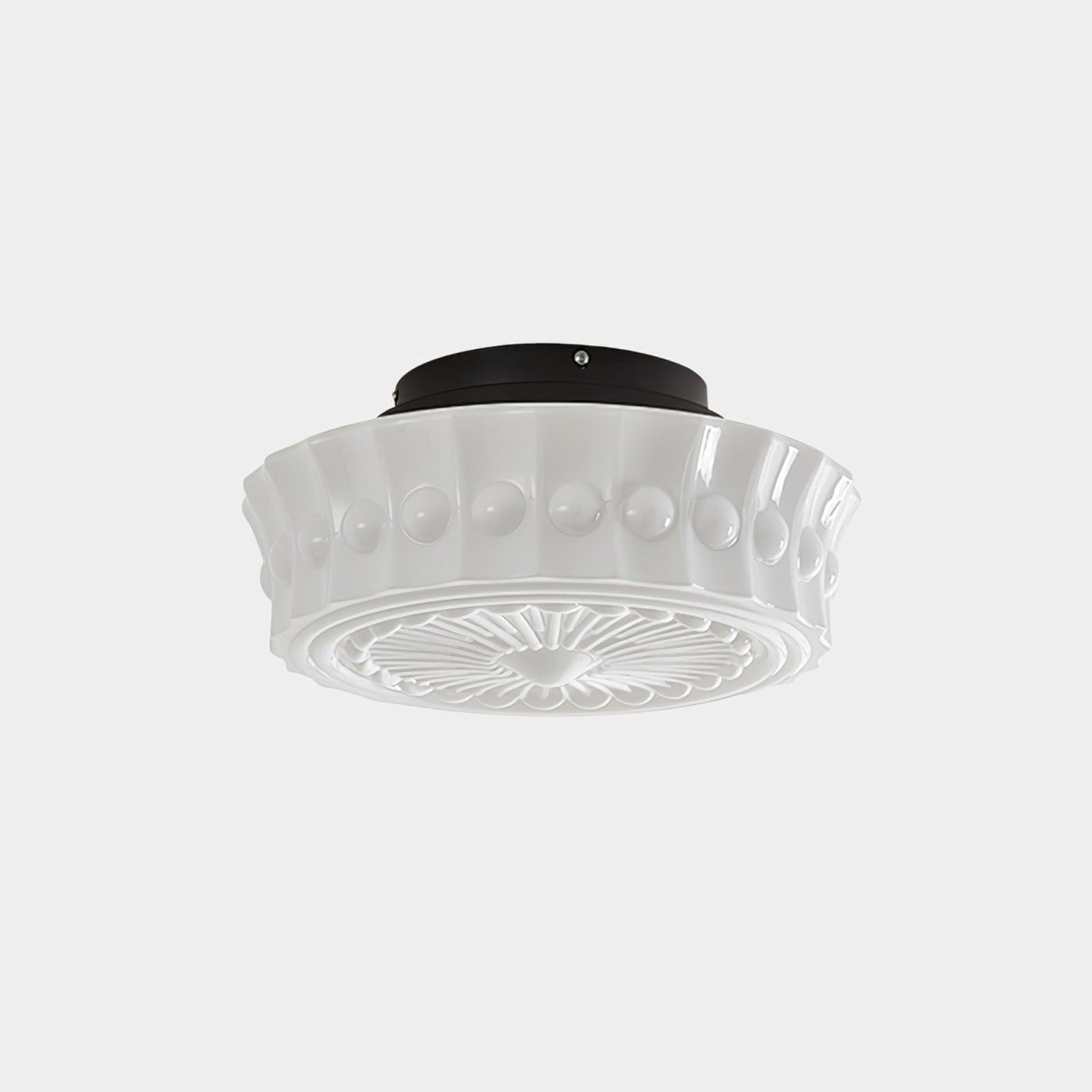 Metal Glass Ceiling Light 14.2 in Black Flush Mount Indoor Living Room Dining Fixture E26 E27 Multi Bulb | Thomler
