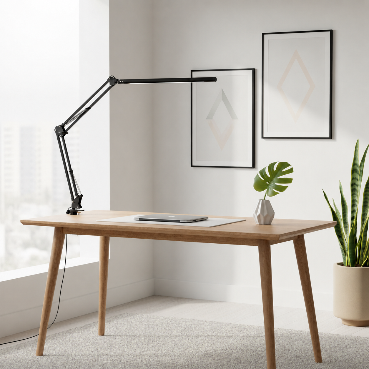 Adjustable Clamp-On LED Desk Lamp with Eye Care Technology & 360° Flexible Arm for Office, Reading, Crafting | Thomler
