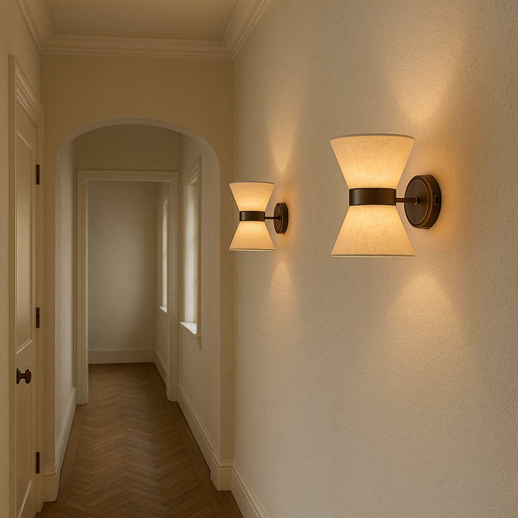 Wall Lamp Silk Fabric Shade Ø24.0 cm 9.4" Bedroom Hallway Japandi Wall Lighting G9 Ambient Light | Thomler