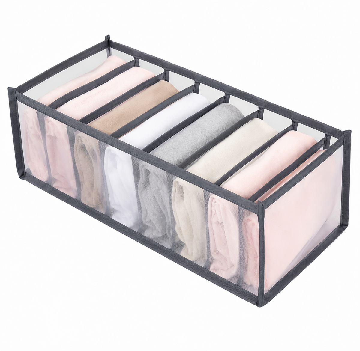 7-Compartment Collapsible Underwear Drawer Organizer with Breathable Mesh Dividers for Lingerie Storage in Closets, Travel Bags, and | Thomler