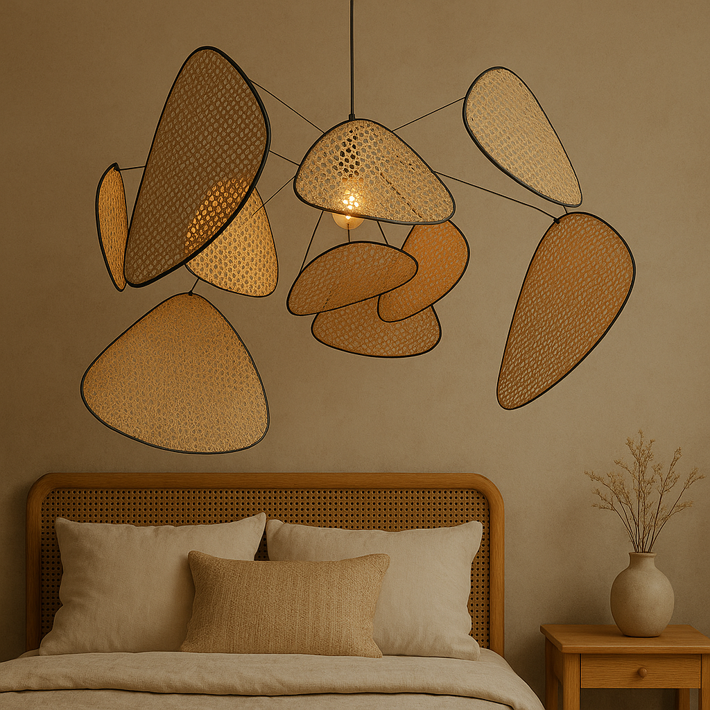 Pendant Light Rattan LED 3000K Warm White Adjustable 150.0 cm Dining Room Bedroom Hanging Ceiling Lamp | Thomler